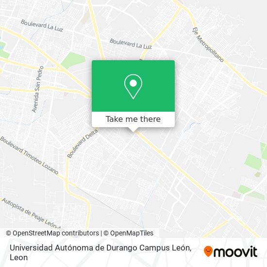Mapa de Universidad Autónoma de Durango Campus León