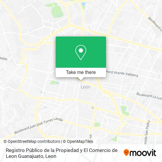 Registro Público de la Propiedad y El Comercio de Leon Guanajuato map