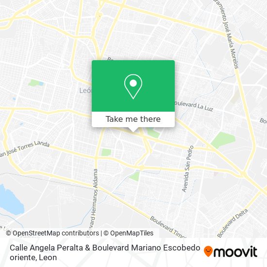 Calle Angela Peralta & Boulevard Mariano Escobedo oriente map