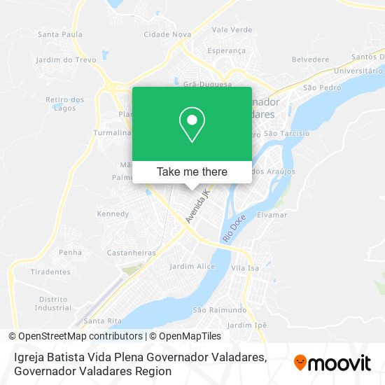 Mapa Igreja Batista Vida Plena Governador Valadares