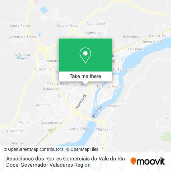 Mapa Associacao dos Repres Comerciais do Vale do Rio Doce