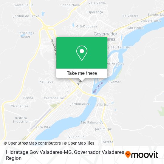 Hidratage Gov Valadares-MG map