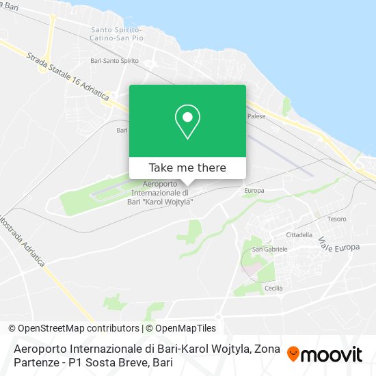 Aeroporto Internazionale di Bari-Karol Wojtyla, Zona Partenze - P1 Sosta Breve map
