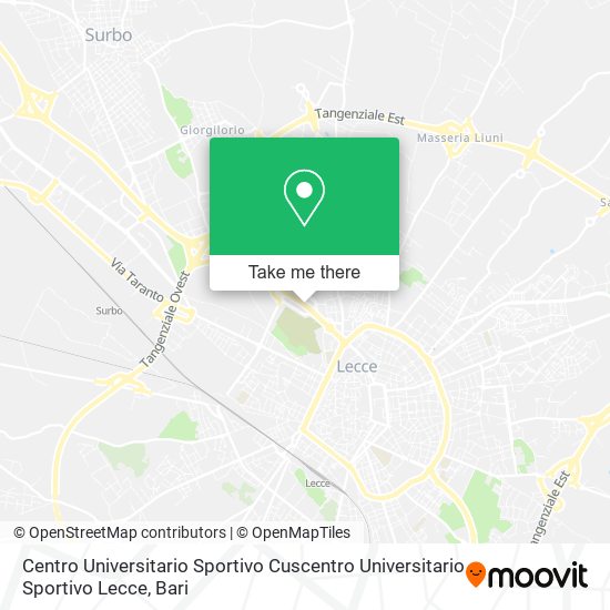 Centro Universitario Sportivo Cuscentro Universitario Sportivo Lecce map