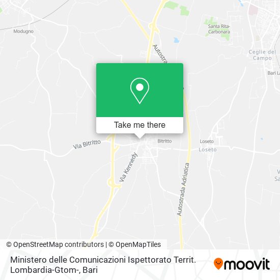 Ministero delle Comunicazioni Ispettorato Territ. Lombardia-Gtom- map