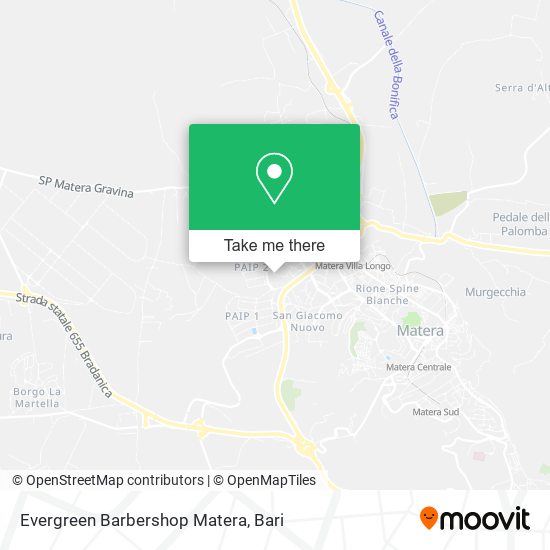 Evergreen Barbershop Matera map