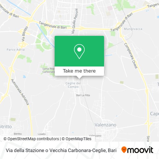 Via della Stazione o Vecchia Carbonara-Ceglie map