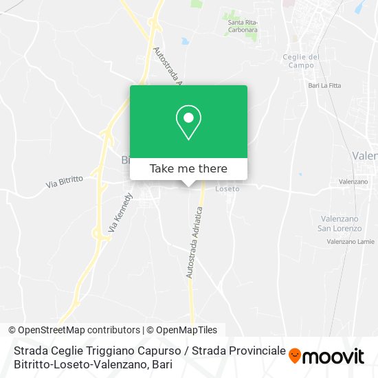 Strada Ceglie Triggiano Capurso / Strada Provinciale Bitritto-Loseto-Valenzano map