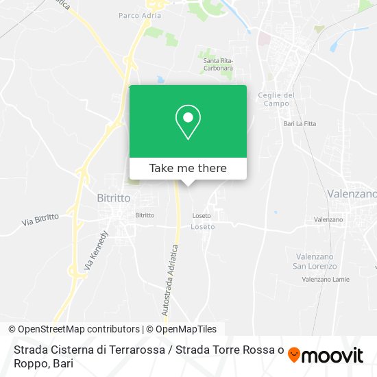 Strada Cisterna di Terrarossa / Strada Torre Rossa o Roppo map