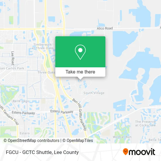 FGCU - GCTC Shuttle map
