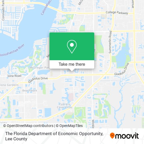 The Florida Department of Economic Opportunity map