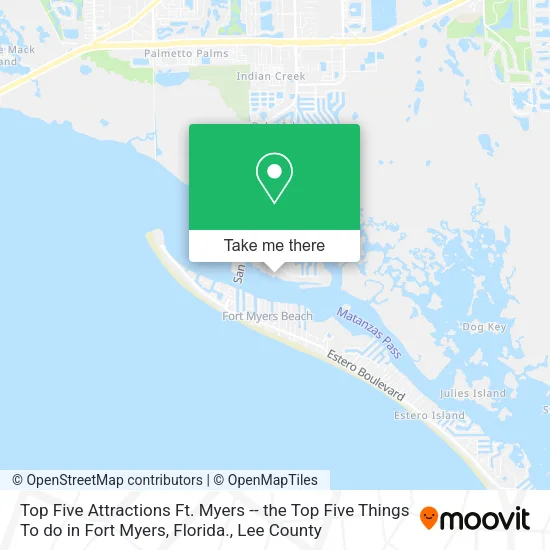 Top Five Attractions Ft. Myers -- the Top Five Things To do in Fort Myers, Florida. map