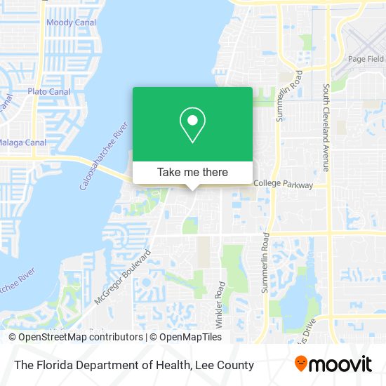 The Florida Department of Health map