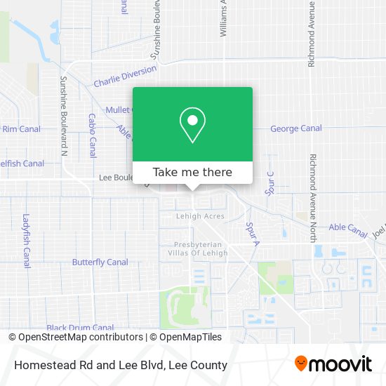 Homestead Rd and Lee Blvd map