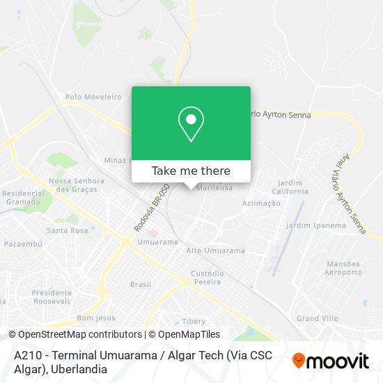 A210 - Terminal Umuarama / Algar Tech (Via CSC Algar) map