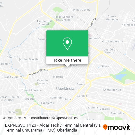 EXPRESSO T123 - Algar Tech / Terminal Central (via Terminal Umuarama - FMC) map