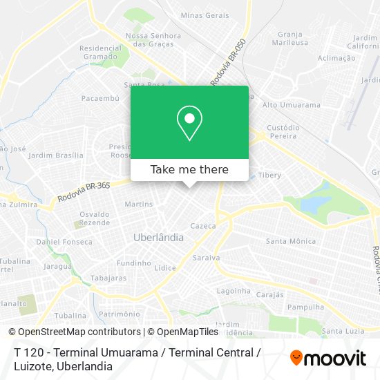 T 120 - Terminal Umuarama / Terminal Central / Luizote map