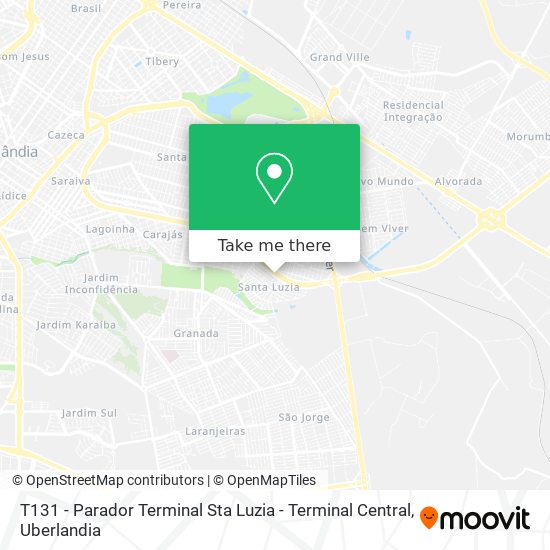 T131 - Parador Terminal Sta Luzia - Terminal Central map