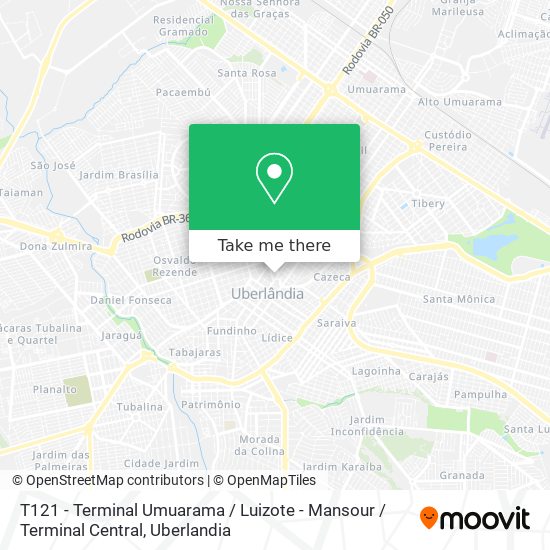 T121 - Terminal Umuarama / Luizote - Mansour / Terminal Central map