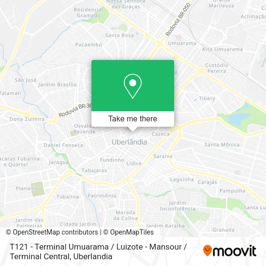 T121 - Terminal Umuarama / Luizote - Mansour / Terminal Central map
