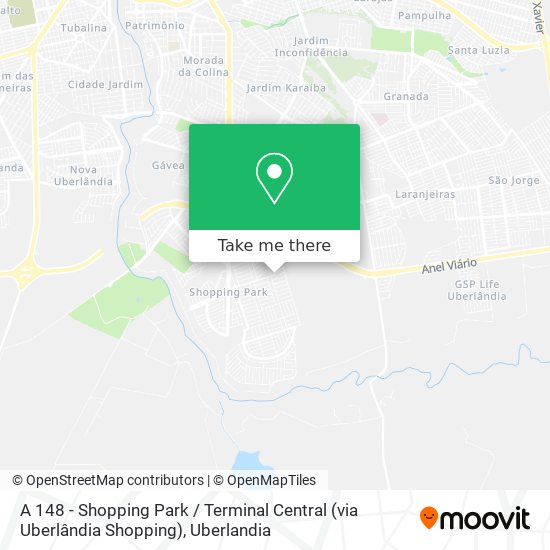 Mapa A 148 - Shopping Park / Terminal Central (via Uberlândia Shopping)