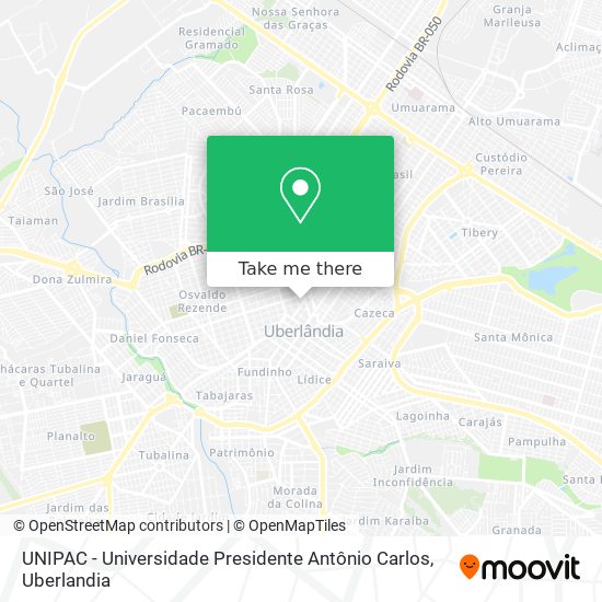 Mapa UNIPAC - Universidade Presidente Antônio Carlos