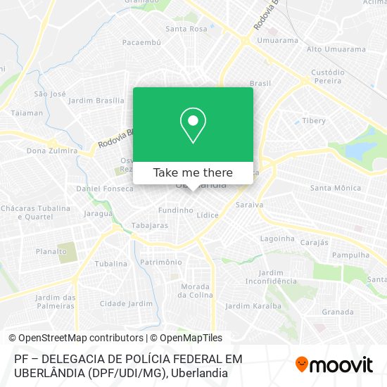 Mapa PF – DELEGACIA DE POLÍCIA FEDERAL EM UBERLÂNDIA (DPF / UDI / MG)