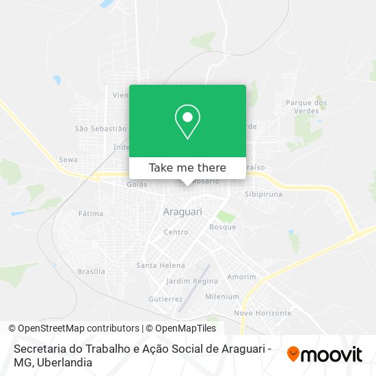 Mapa Secretaria do Trabalho e Ação Social de Araguari - MG