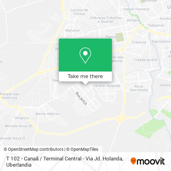 Mapa T 102 - Canaã / Terminal Central - Via Jd. Holanda