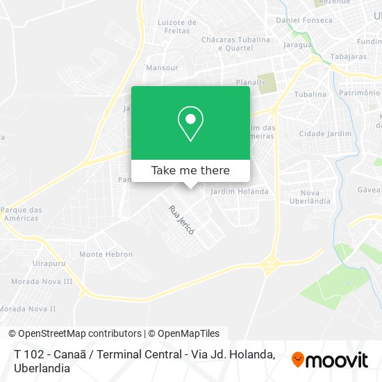 T 102 - Canaã / Terminal Central - Via Jd. Holanda map