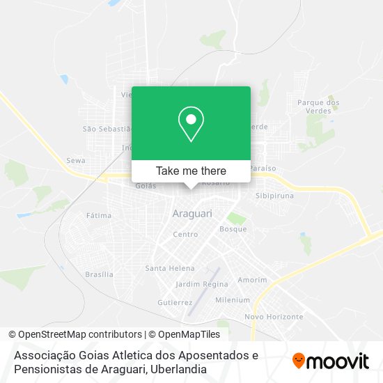 Mapa Associação Goias Atletica dos Aposentados e Pensionistas de Araguari