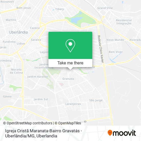 Mapa Igreja Cristã Maranata-Bairro Gravatás - Uberlândia / MG