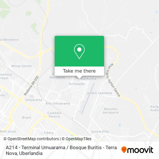 A214 - Terminal Umuarama / Bosque Buritis - Terra Nova map