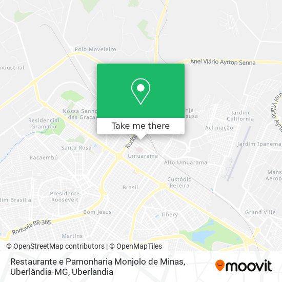 Mapa Restaurante e Pamonharia Monjolo de Minas, Uberlândia-MG