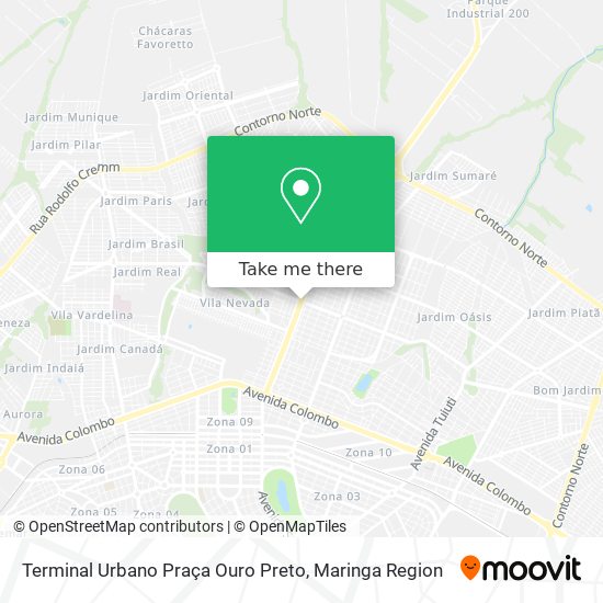 Terminal Urbano Praça Ouro Preto map