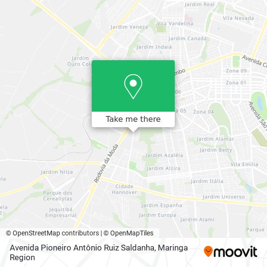 Mapa Avenida Pioneiro Antônio Ruiz Saldanha