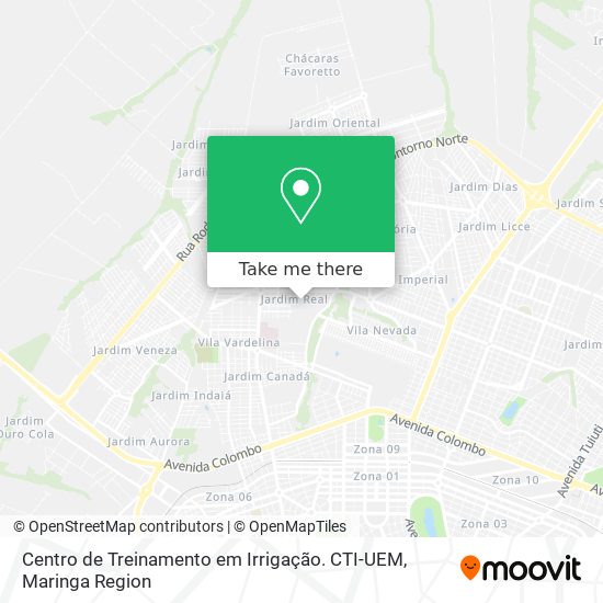 Mapa Centro de Treinamento em  Irrigação. CTI-UEM