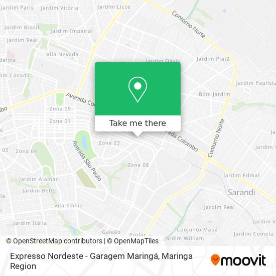 Mapa Expresso Nordeste - Garagem Maringá