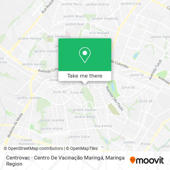 Mapa Centrovac - Centro De Vacinação Maringá