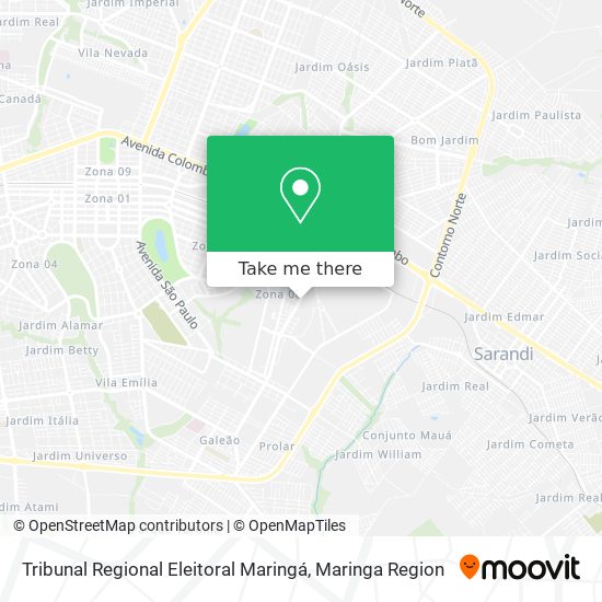 Mapa Tribunal Regional Eleitoral Maringá