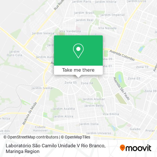 Mapa Laboratório São Camilo Unidade V Rio Branco