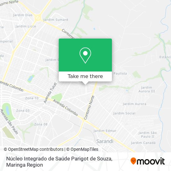 Mapa Núcleo Integrado de Saúde Parigot de Souza