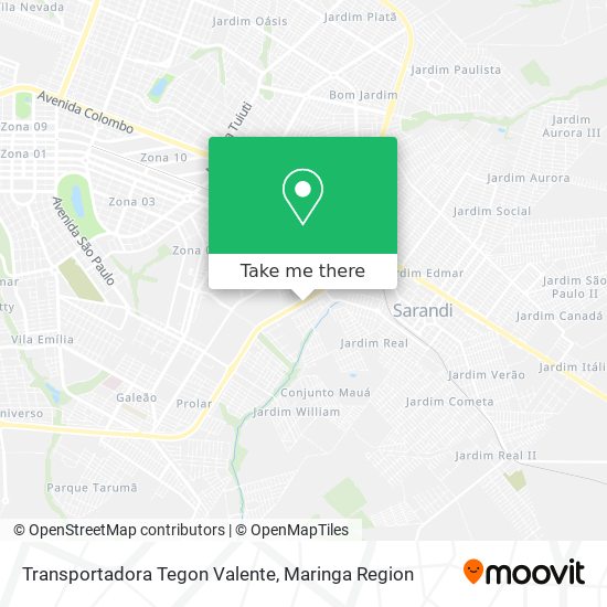 Transportadora Tegon Valente map