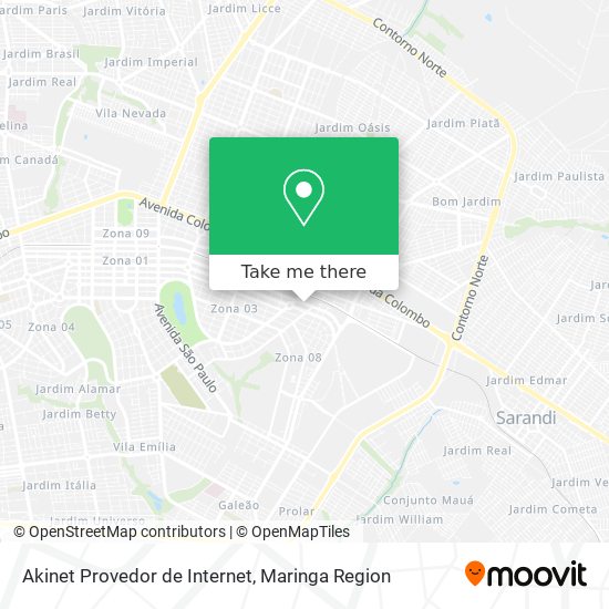 Mapa Akinet Provedor de Internet