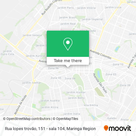 Mapa Rua lopes trovão, 151 - sala 104