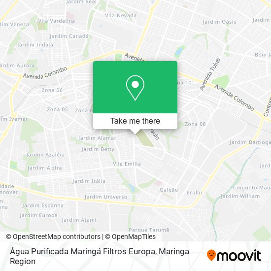 Água Purificada Maringá Filtros Europa map