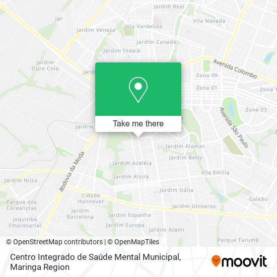 Mapa Centro Integrado de Saúde Mental Municipal