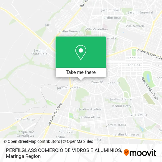 PERFILGLASS COMERCIO DE VIDROS E ALUMINIOS map