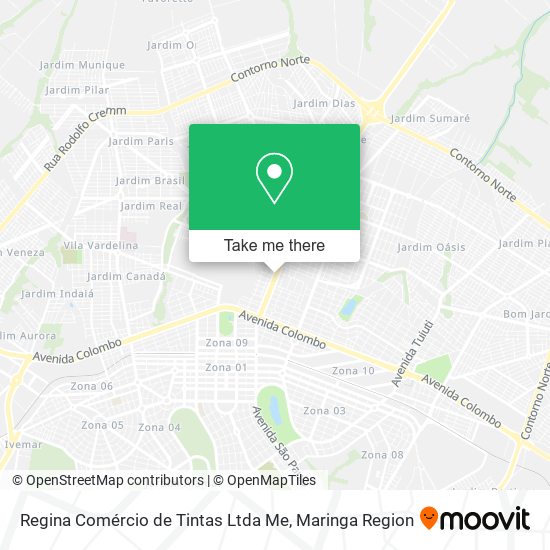 Mapa Regina Comércio de Tintas Ltda Me