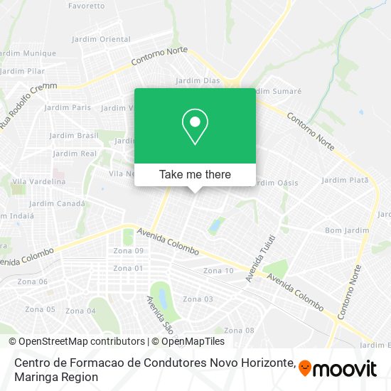 Mapa Centro de Formacao de Condutores Novo Horizonte